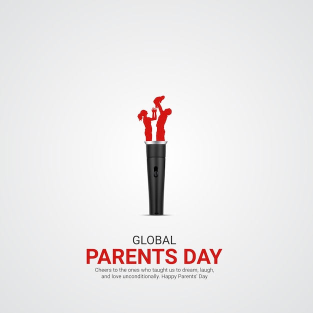 Global Parents' Day: Creatieve advertenties, ontwerp, 1 juni, social media, poster, vector, 3D-illustratie