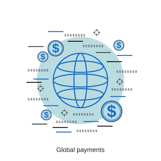 Vector global payments flat design style vector concept illustration