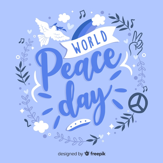 Vector global peace day lettering