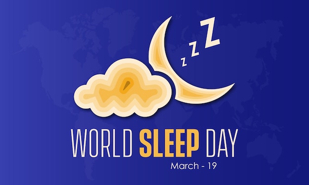 Vettore global planet earth concept banner design della giornata mondiale del sonno osservata il 19 marzo