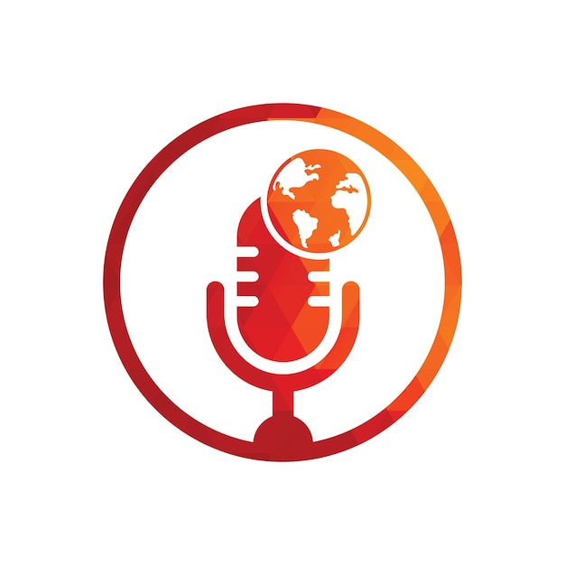 Global podcast logo design Broadcast entertainment business logo template vector illustration