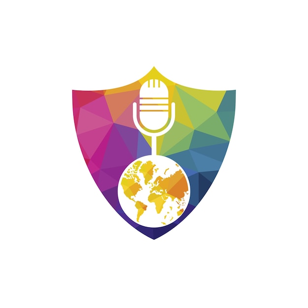 Global podcast vector logo design
