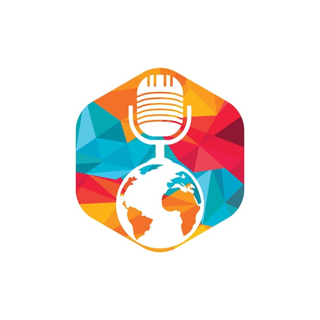 Global podcast vector logo design