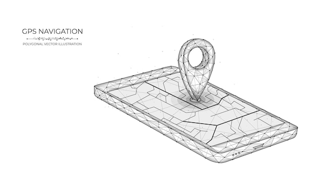 Низкополигональная полигональная векторная иллюстрация системы глобального позиционирования для мобильной gps-навигации