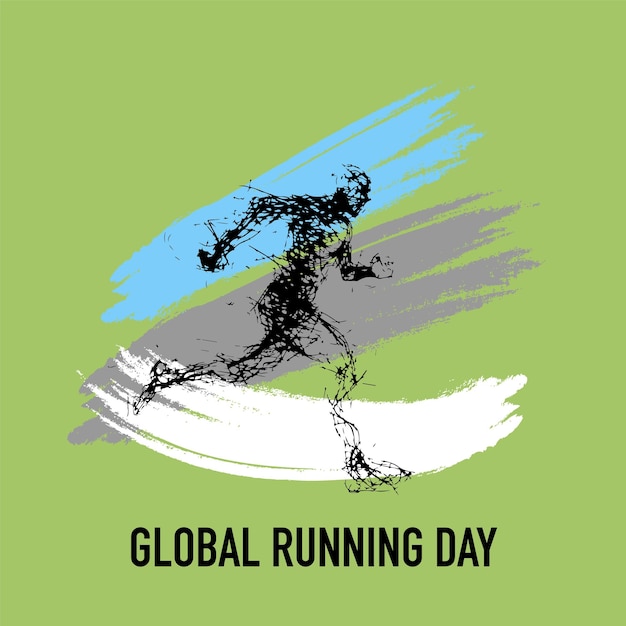 Global running day Concept Poster Banner Lettering Typografie 2e juni Vector Illustratie