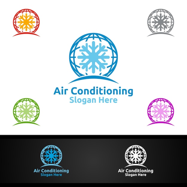 Дизайн логотипа global snow air conditioning and heating services