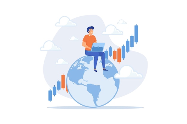 Mercato azionario globale, investimenti mondiali o internazionali, analisi finanziaria o crescita degli utili,