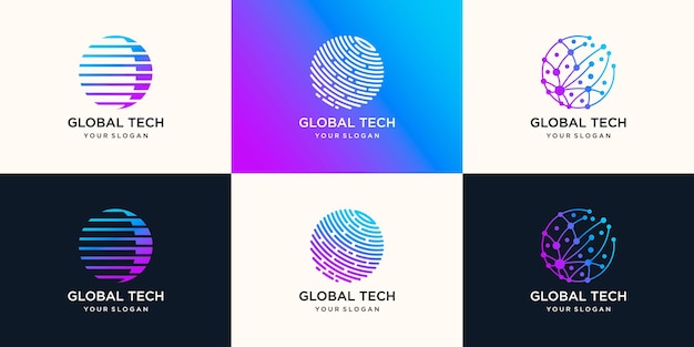 Vector global tech logo design illustration