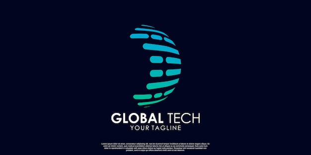 グローバル技術ロゴデザインプレミアムベクトル