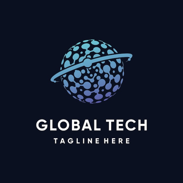 Vector global tech logo sjabloon creatief concept unieke stijl premium vector