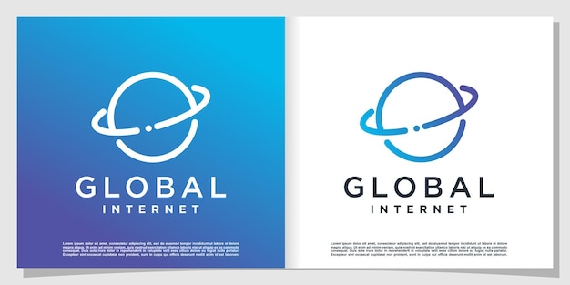 Global tech logo with creative concept Premium Vector