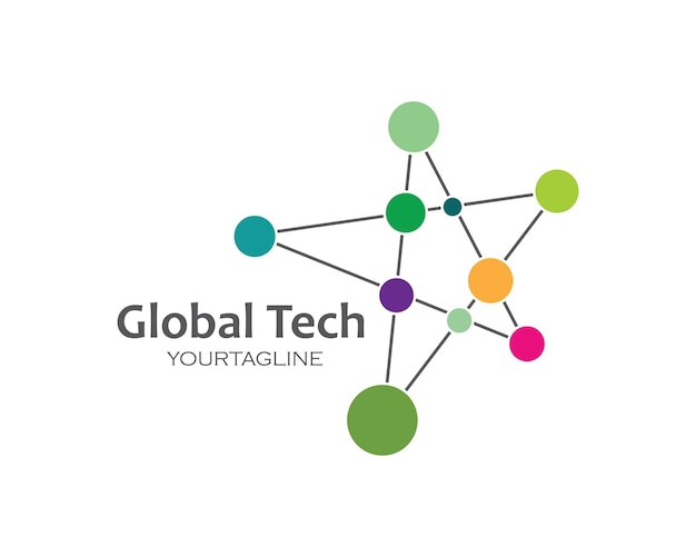 Global technolgy logo icon vector illustration design template