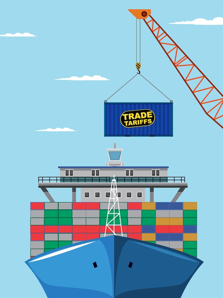 Vector global trade and tariffs illustration