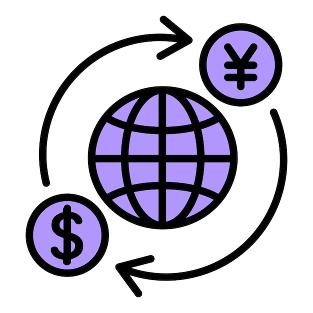 Global transaction icon outline vector online bank digital mobile