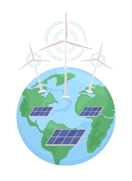 Global transfer to sustainable energy semi flat color vector object