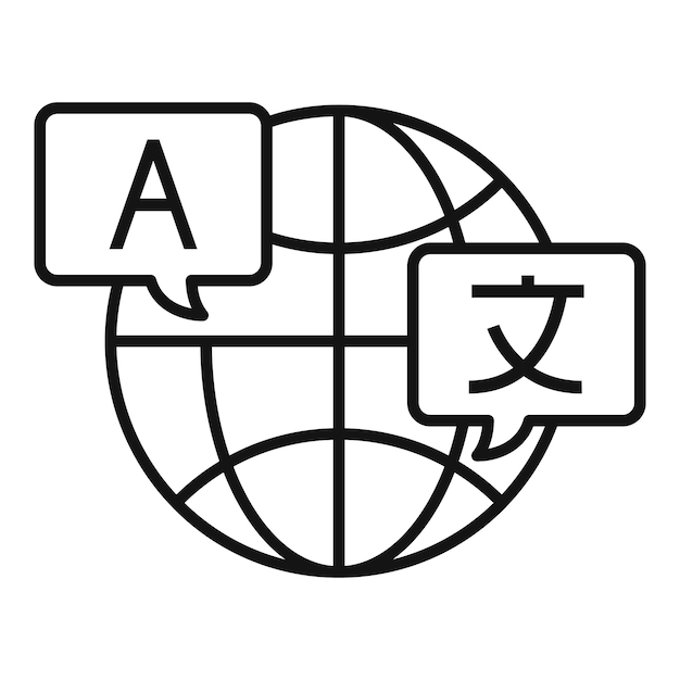 ベクトル グローバル翻訳アイコン白い背景に分離された web デザインのアウトライン グローバル翻訳ベクトル アイコン