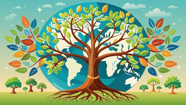 Vector global tree of health and life