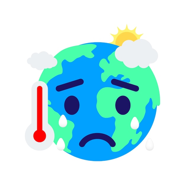 Global warming concept earth with thermometer illustration