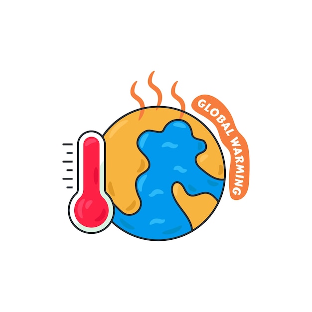 Global warming icon doodle drawing graphic climate change vector illustration