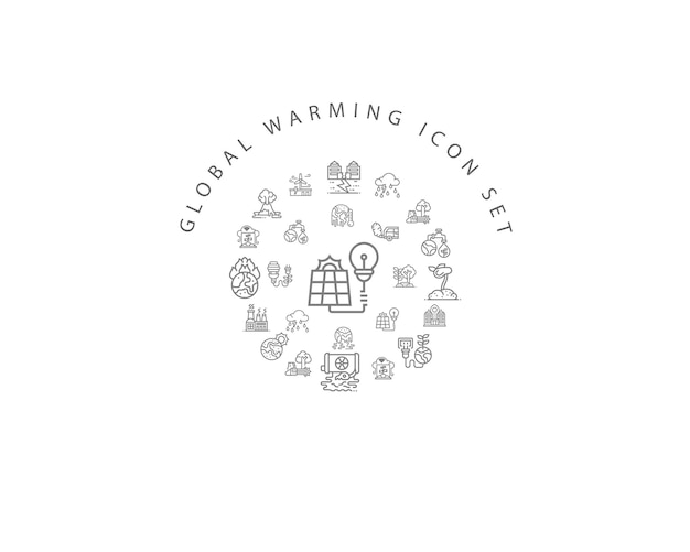 Global warming icon set design