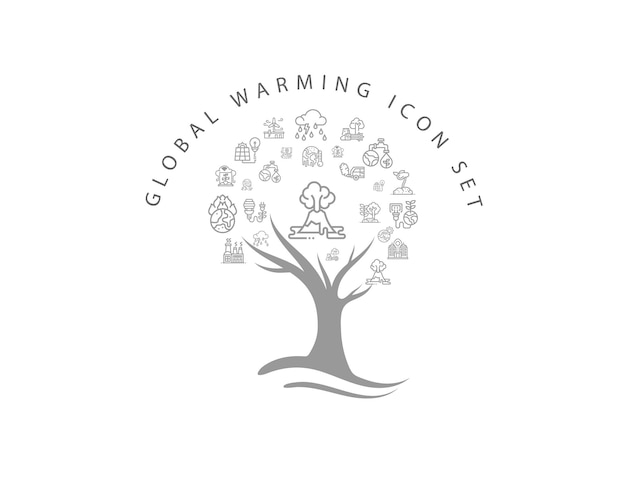 Global warming icon set on white background premium vector