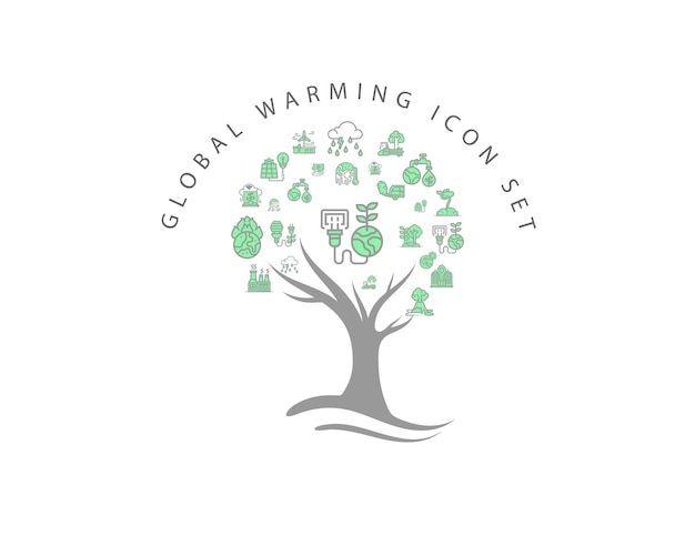 Global warming icon set on white background premium vector