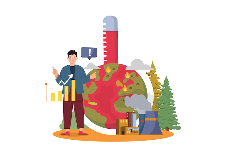 वेक्टर global warming illustration concept on white background