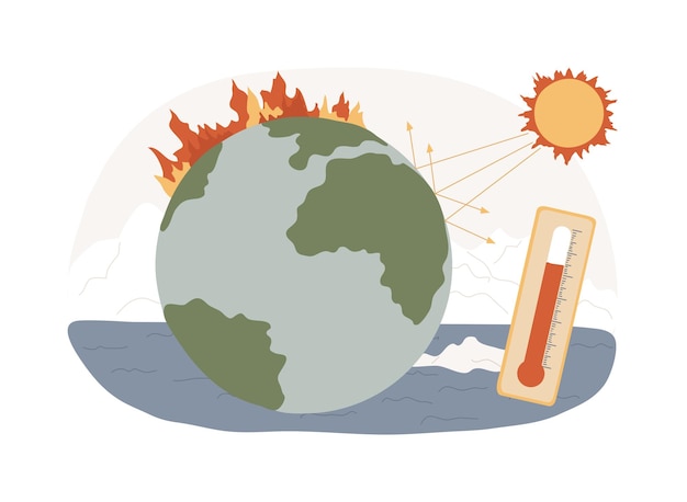 Vector global warming isolated concept vector illustration environmental pollution global heating impact temperature increase earths climate climate change greenhouse effect vector concept