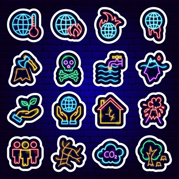 Global Warming Neon Stickers