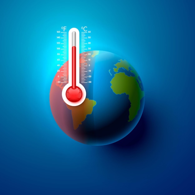 Global warming Planet Earth Temperature. Vector illustration