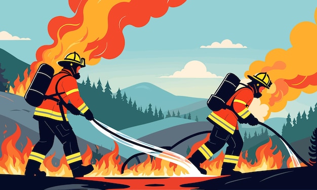 Vector global warminginduced wildfires in 2d flat vector illustration