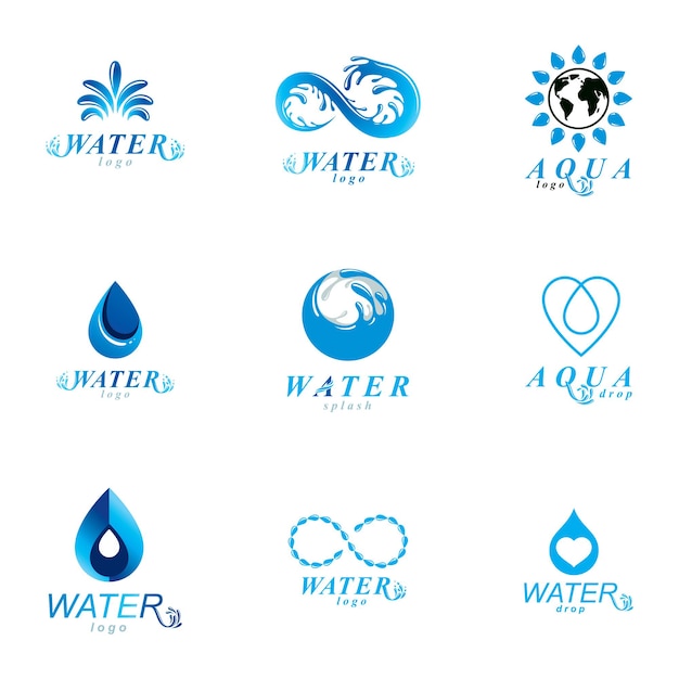 Global water circulation vector symbol for use in mineral water advertising. Alternative medicine concept.