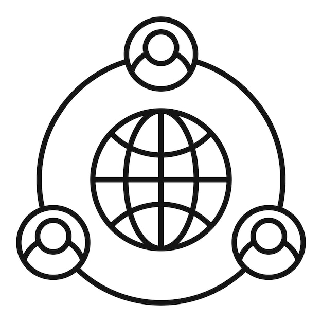 Globale manier uitbesteden pictogram Overzicht Outsource globale manier vector pictogram voor webdesign geïsoleerd op een witte achtergrond