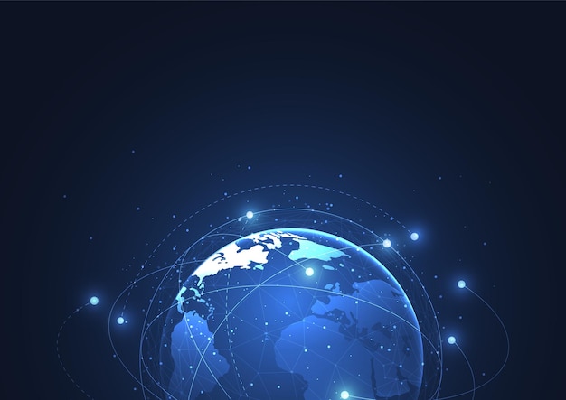 Globale netwerkverbinding Wereldkaart punt- en lijncompositie concept van wereldwijde
