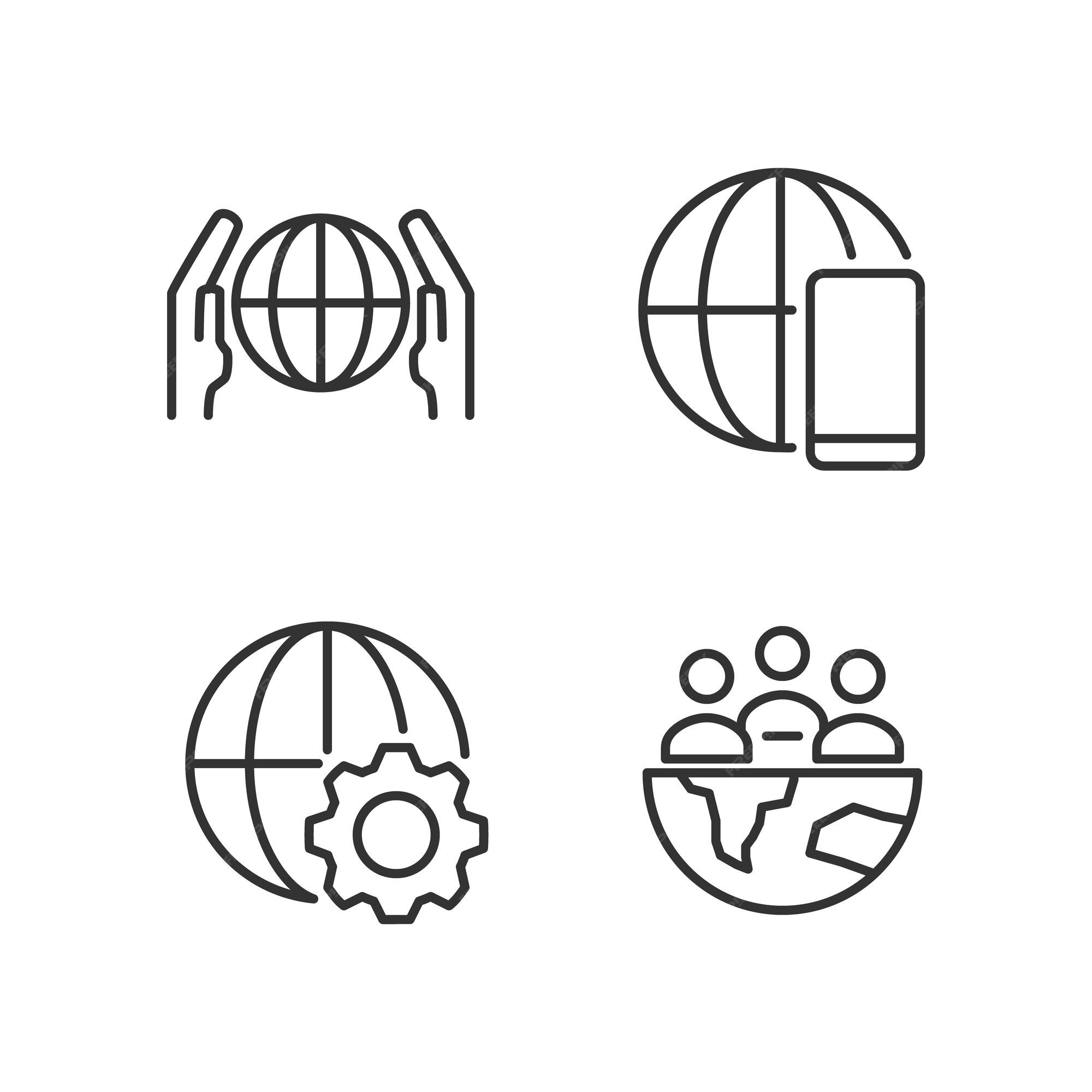 Global Business Thin Line Vector Icon Set Pixel Perfect Editable