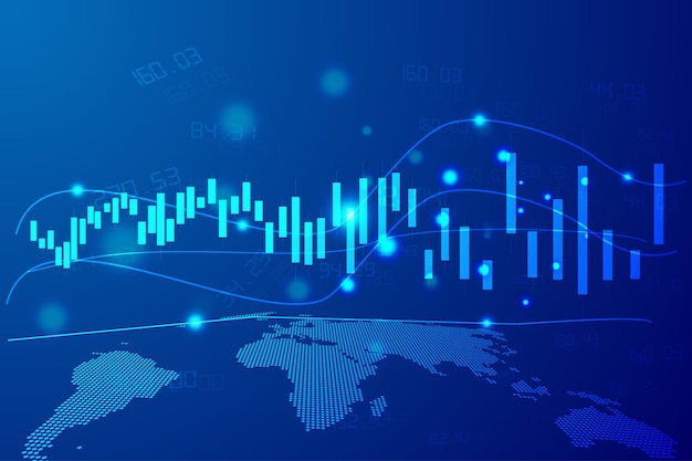 Mercati azionari globalizzati o concetti grafici di fintech per il trading forex