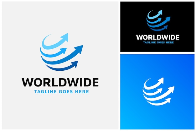 Globe Arrows Path for Aircraft Transportation or World Wide Global Distribution Access Business Logo