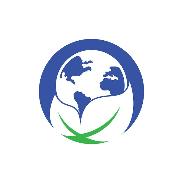 Globe blad logo icoon vector Aarde en blad logo combinatie Planeet en eco symbool of icoon