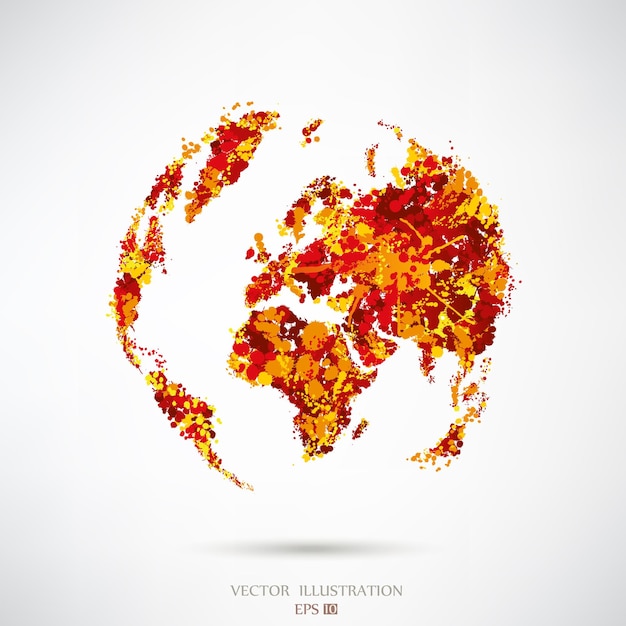 Globe Blots Red Wereldkaart Illustratie