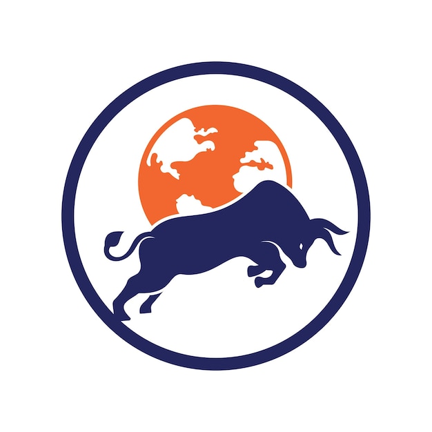 地球の雄牛のベクトルのロゴ アイコンのデザイン Word と雄牛のロゴ デザインのアイコン ベクトル