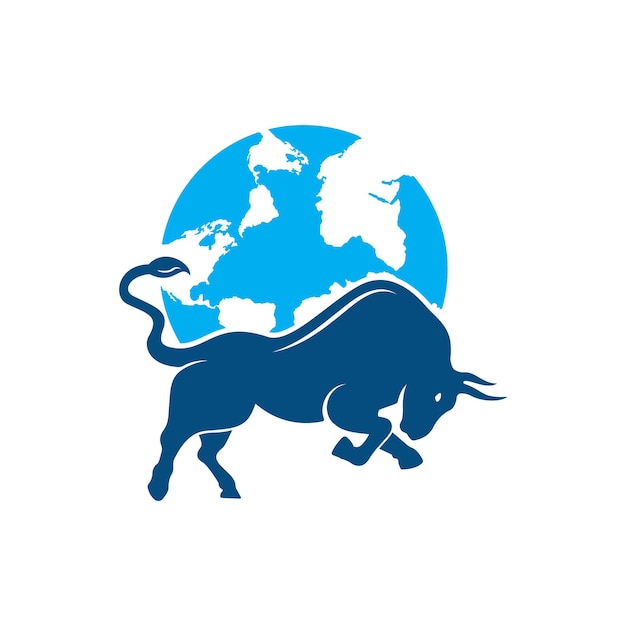 Дизайн векторного логотипа быка глобуса Слово и вектор логотипа быка