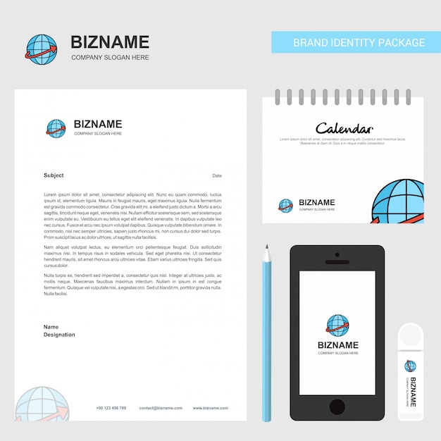 Vector globe business logo stationary