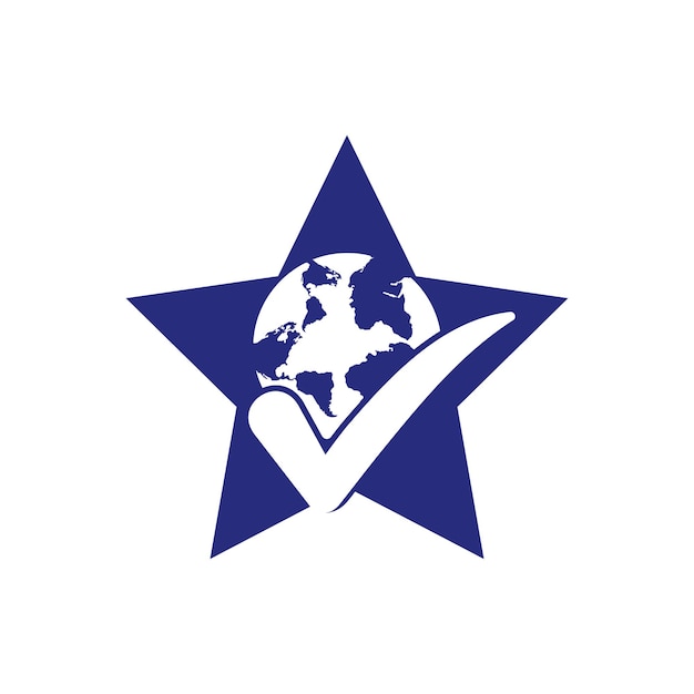 Дизайн векторного логотипа глобуса Галочка и дизайн значка глобуса