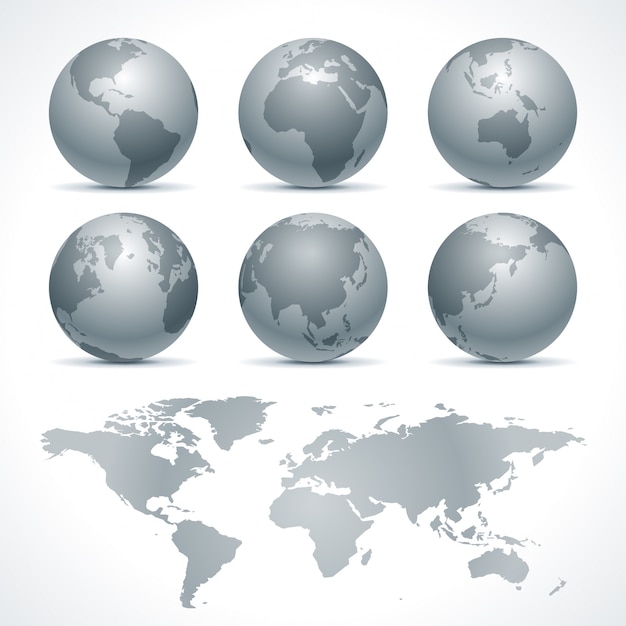 Vector globe earth icons set design elements for infographics design.