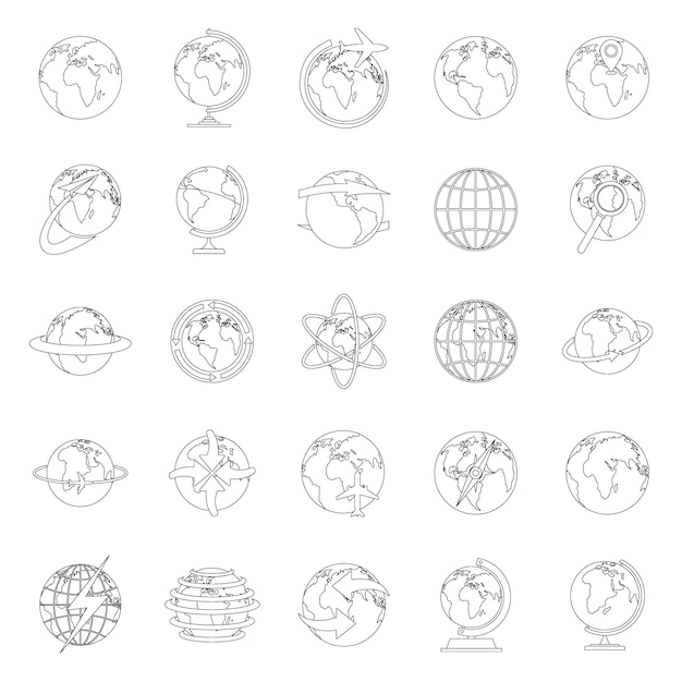Vector globe earth icons set