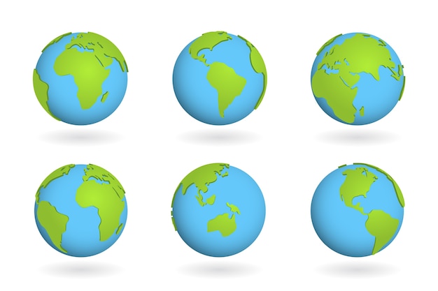 Segno del mondo della terra del globo. mappa 3d