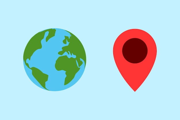 Globe en pin kaartpictogram teken symbool ontwerp vectorillustratie