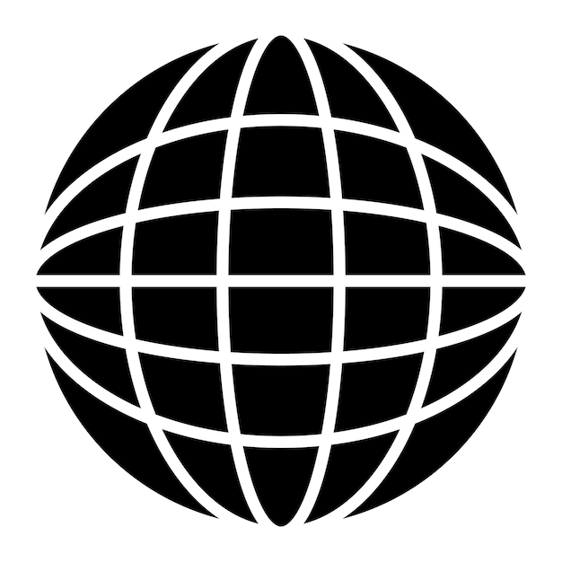 Vector globe glyph solid black illustration