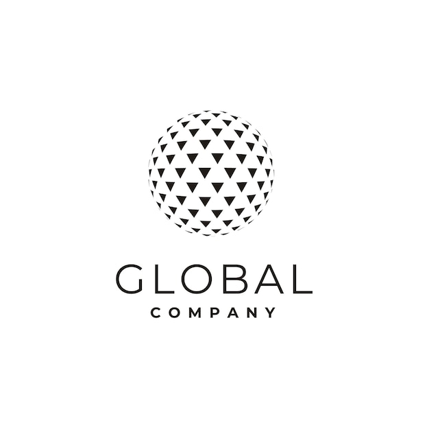 globe halftone driehoek zoals golfbal of discolicht logo-ontwerp