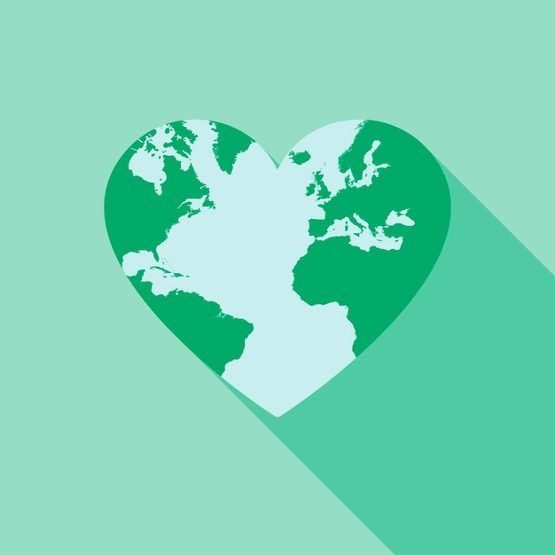 Globe heart with long shadow world health day concept